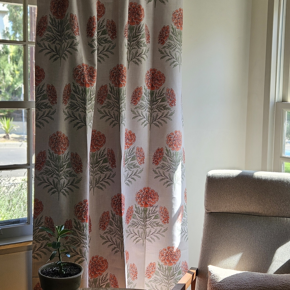 Society 6 Red and Green Floral Curtains